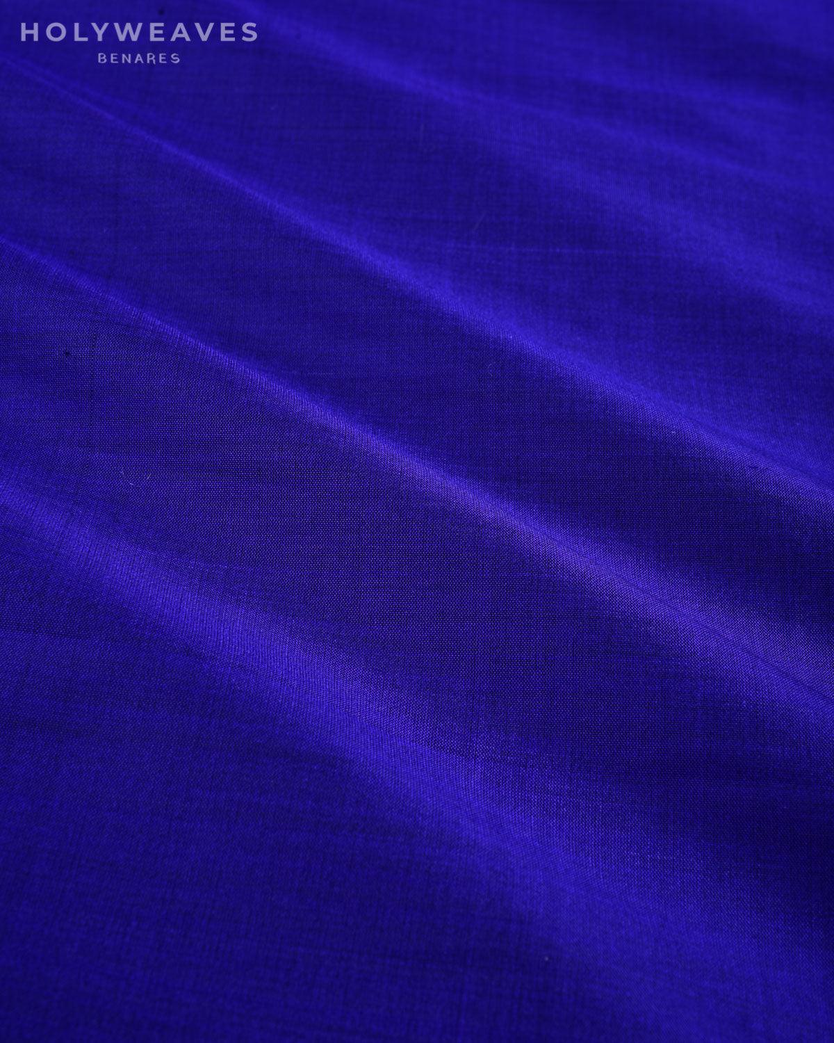 Midnight Blue Banarasi Plain Woven Spun Silk Fabric - By HolyWeaves, Benares