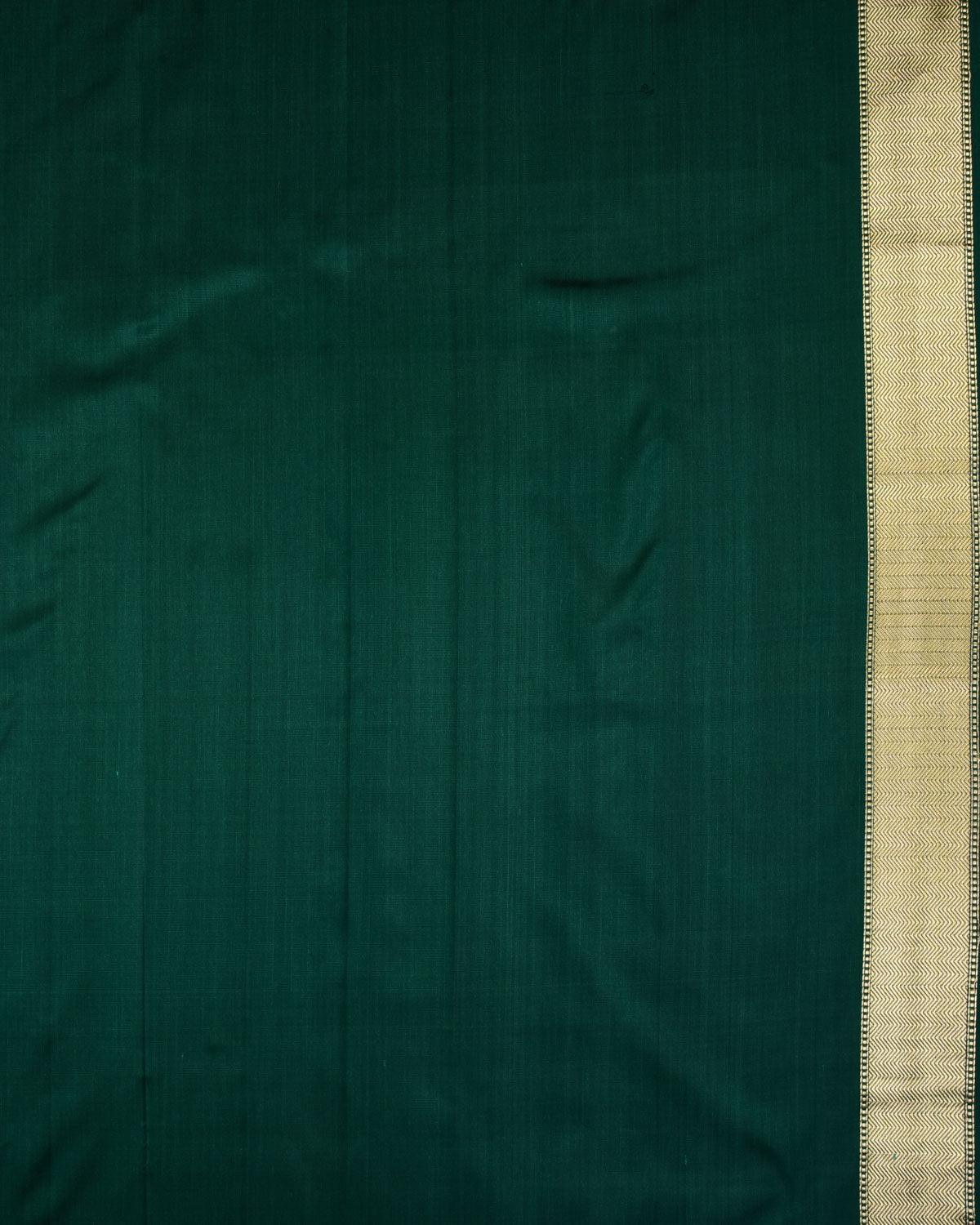 Midnight Green Banarasi Meenekari Bel Kadhuan Brocade Handwoven Katan Silk Saree - By HolyWeaves, Benares