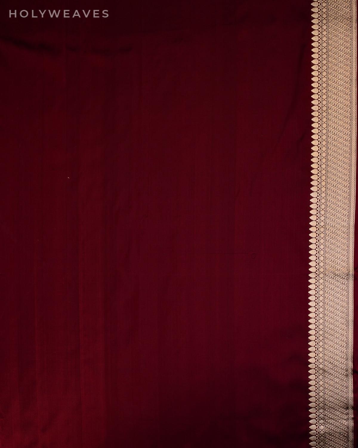 Midnight Maroon Banarasi Alfi Chidi Buti Kadhuan Brocade Handwoven Katan Silk Saree - By HolyWeaves, Benares