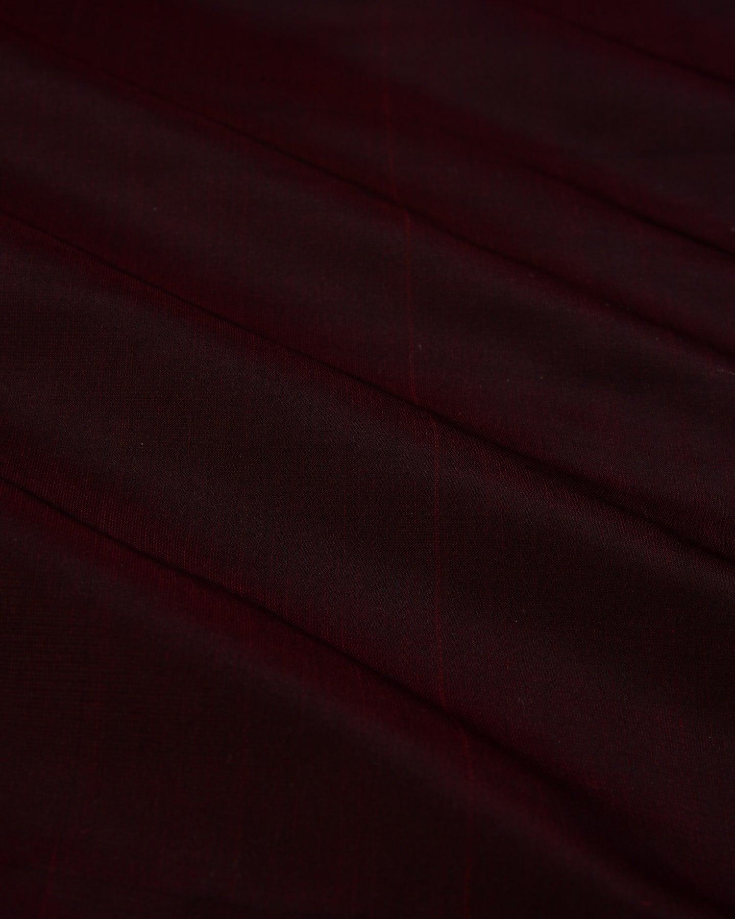 Midnight Maroon Banarasi Plain Woven Satin Viscose Silk Fabric - By HolyWeaves, Benares