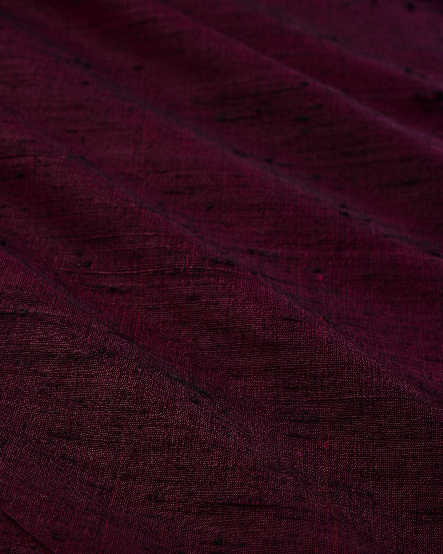 Midnight Purple Banarasi Textured Handwoven Raw Silk Fabric - By HolyWeaves, Benares