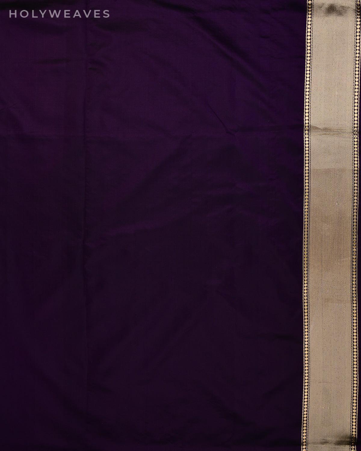 Midnight Purple Banarasi Meenedar Bel Kadhuan Brocade Handwoven Katan Silk Saree - By HolyWeaves, Benares