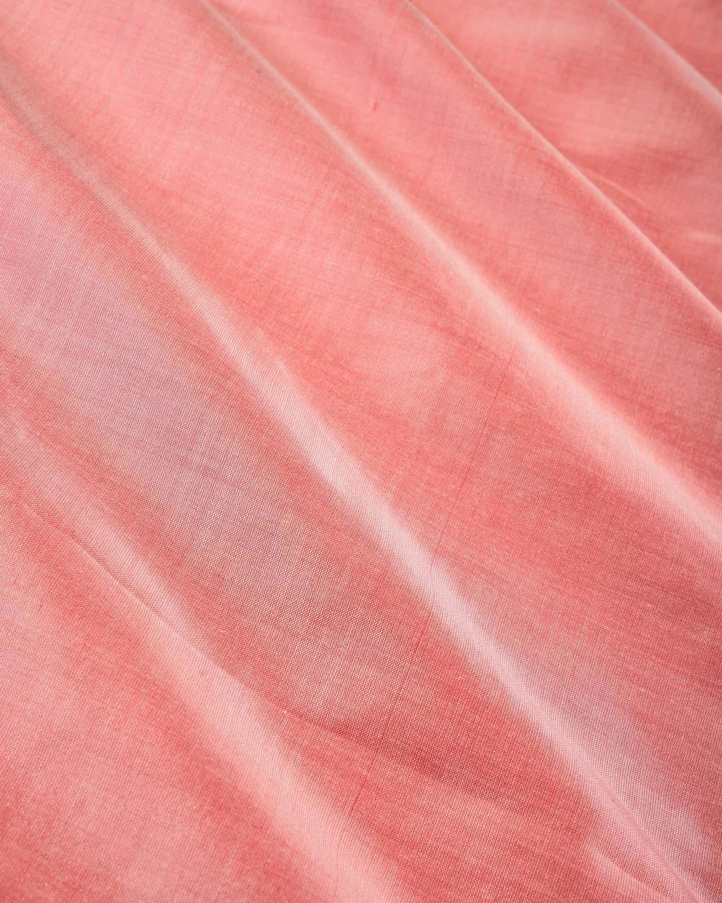 Milky Peach Banarasi Plain Woven Spun Silk Fabric - By HolyWeaves, Benares
