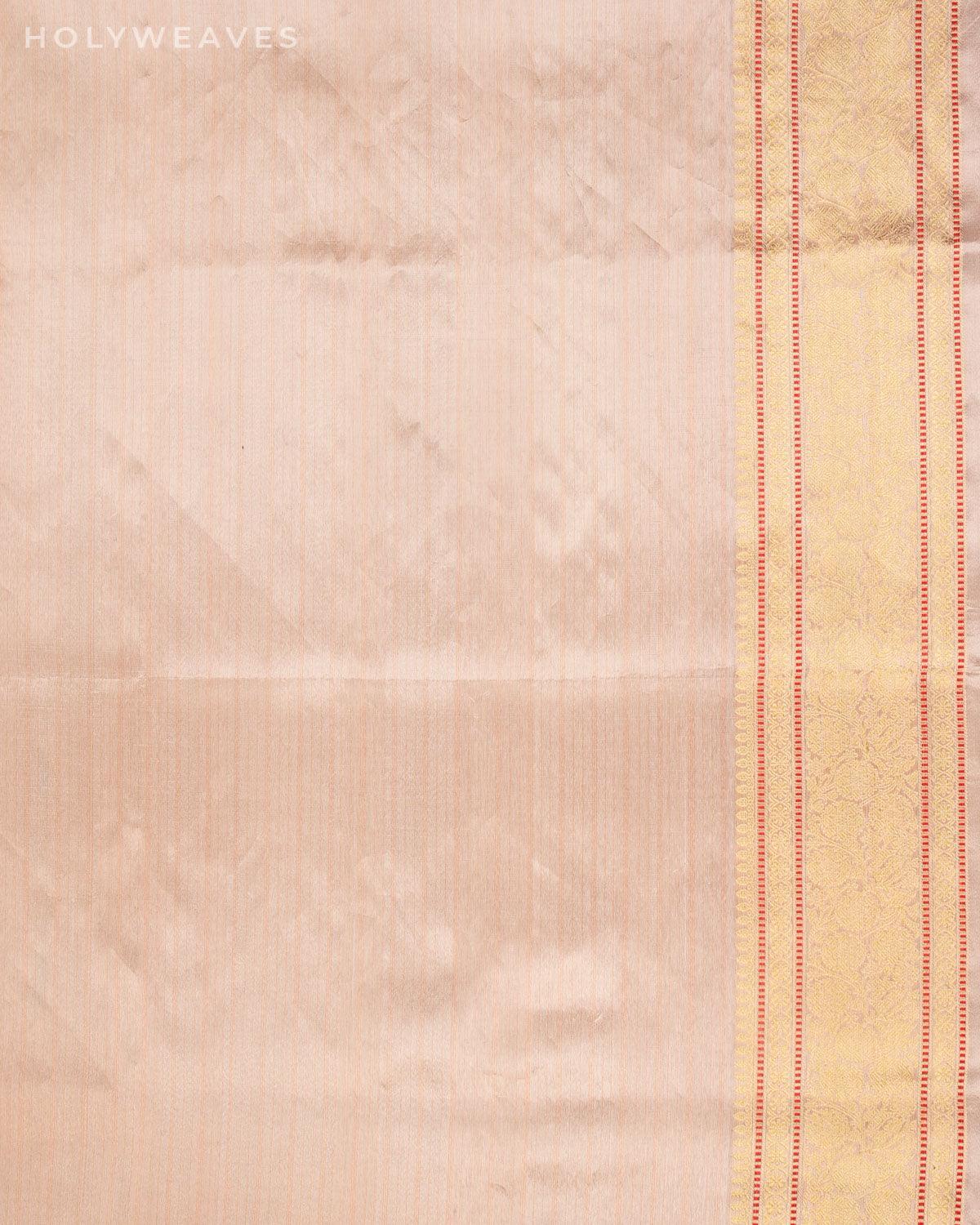 Misty Rose Pink Banarasi "STAR" Cutwork Brocade Handwoven Kora Tissue Saree - By HolyWeaves, Benares