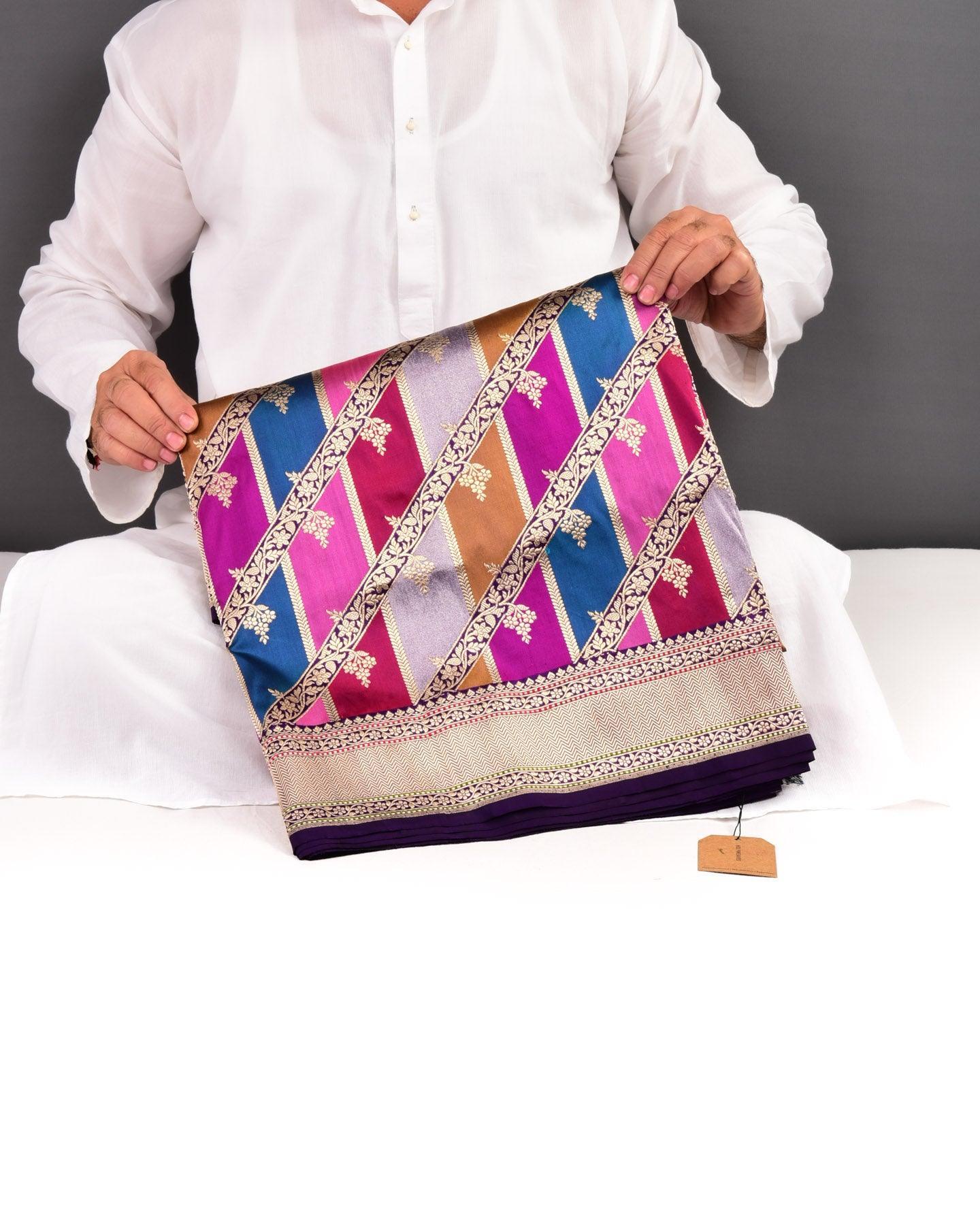 Multi-color Banarasi Leheriya Kadhuan Rangkaat Handwoven Katan Silk Saree - By HolyWeaves, Benares