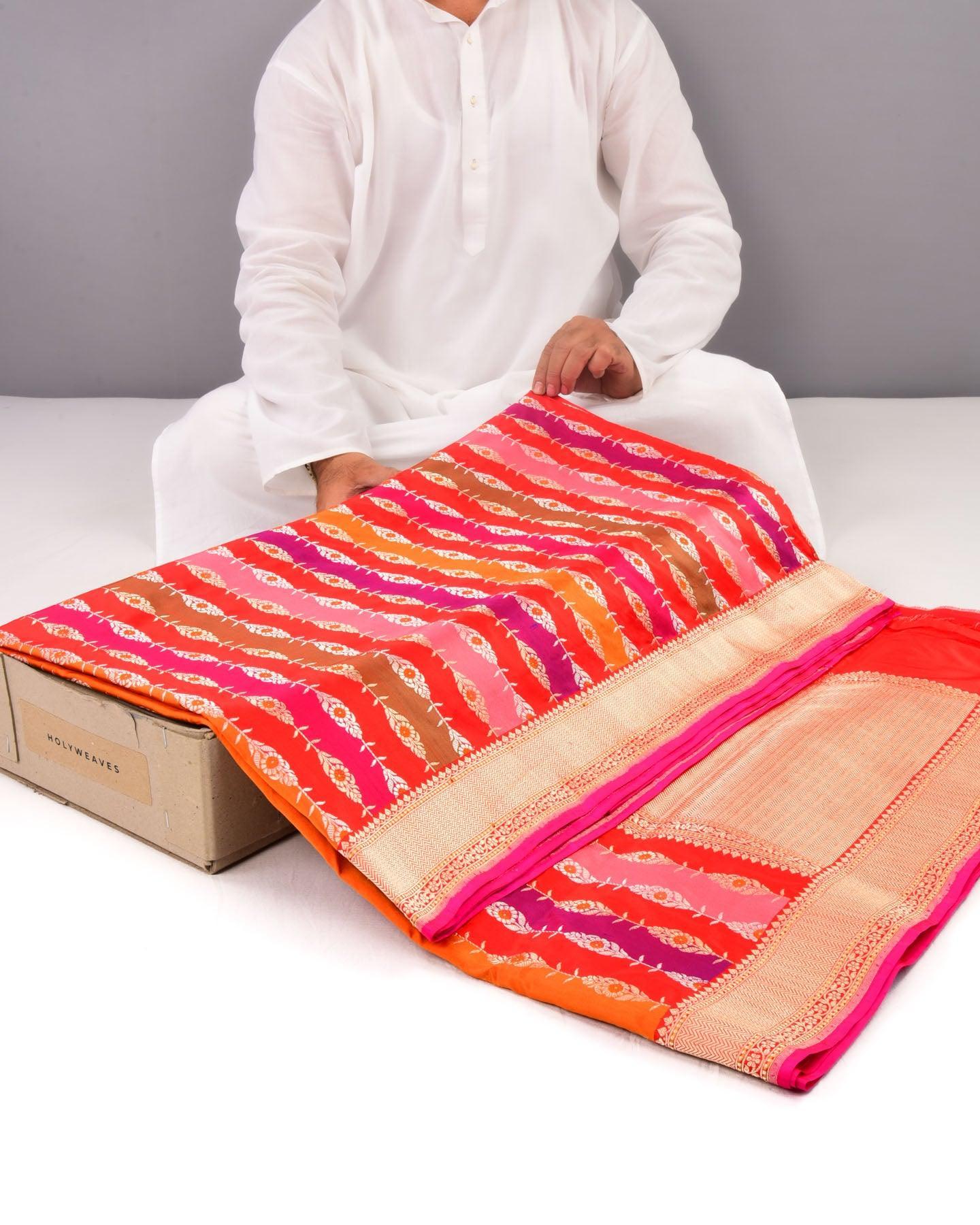 Multi-color Banarasi Rangkaat Handwoven Katan Silk Saree - By HolyWeaves, Benares