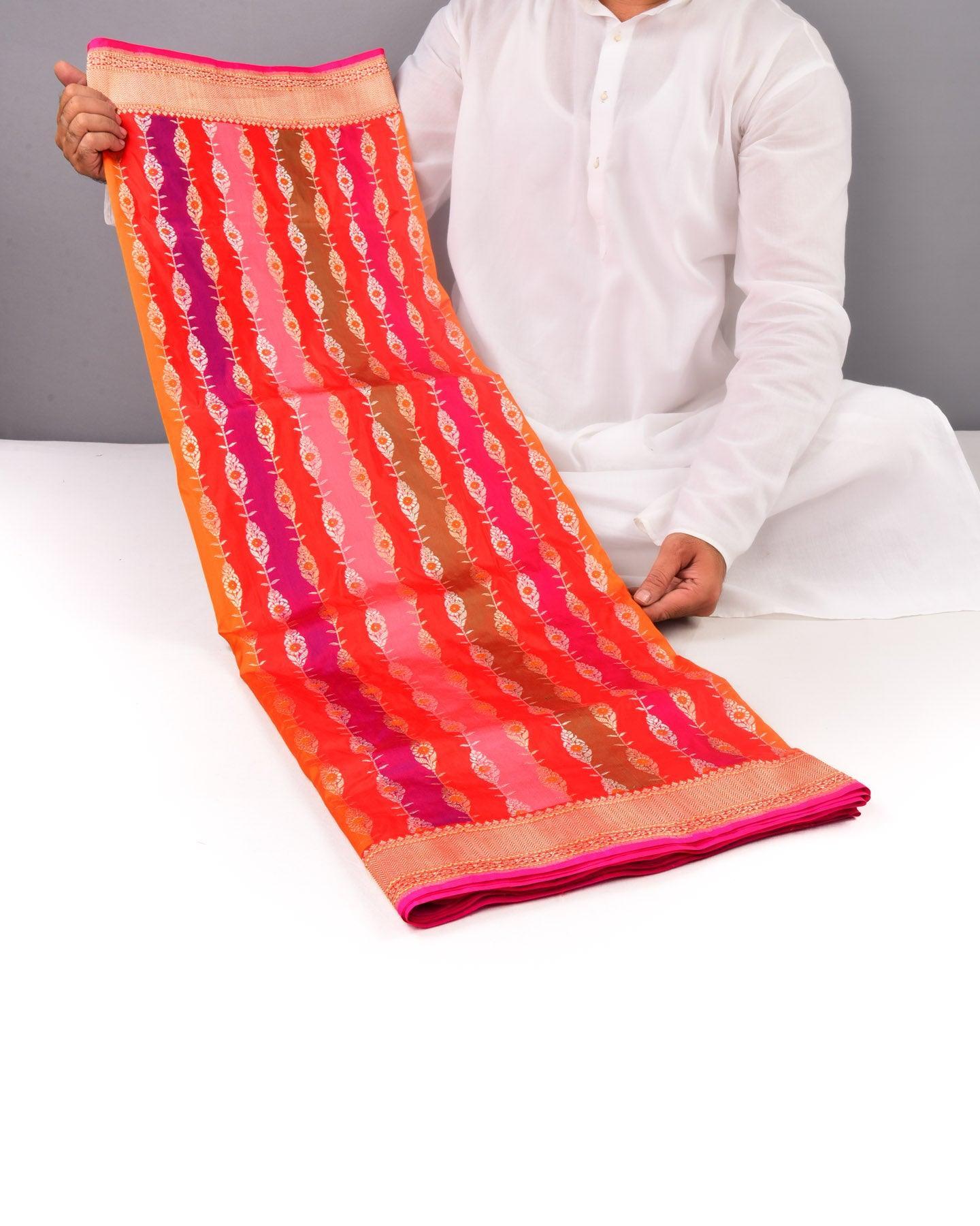 Multi-color Banarasi Rangkaat Handwoven Katan Silk Saree - By HolyWeaves, Benares