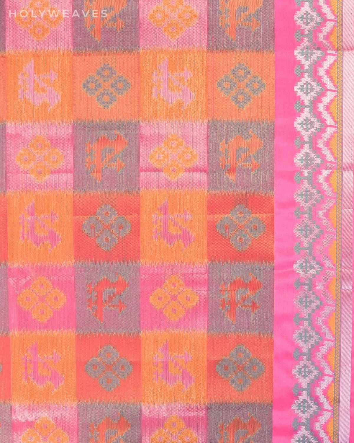 Multi-color Banarasi Zari Patola Cutwork Brocade Woven Art Kora Silk Saree - By HolyWeaves, Benares