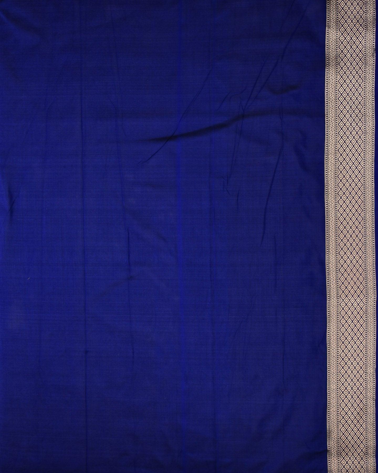 Navy Blue Banarasi Gold Zari Buta Cutwork Brocade Handwoven Katan Silk Saree - By HolyWeaves, Benares
