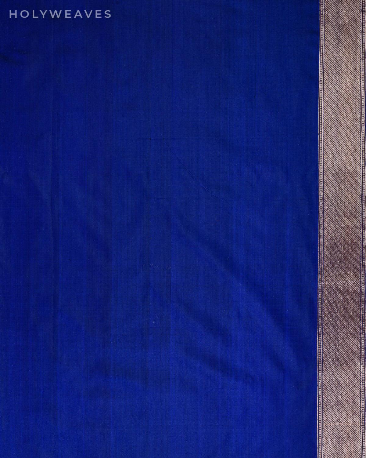 Navy Blue Banarasi Patola Sona-Rupa Brocade Handwoven Katan Silk Saree - By HolyWeaves, Benares