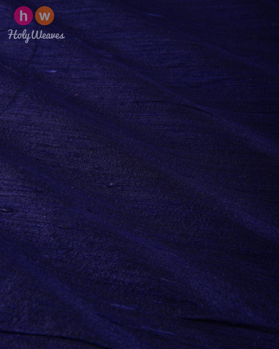 Navy Blue Textured Handwoven Raw Silk Fabric - By HolyWeaves, Benares