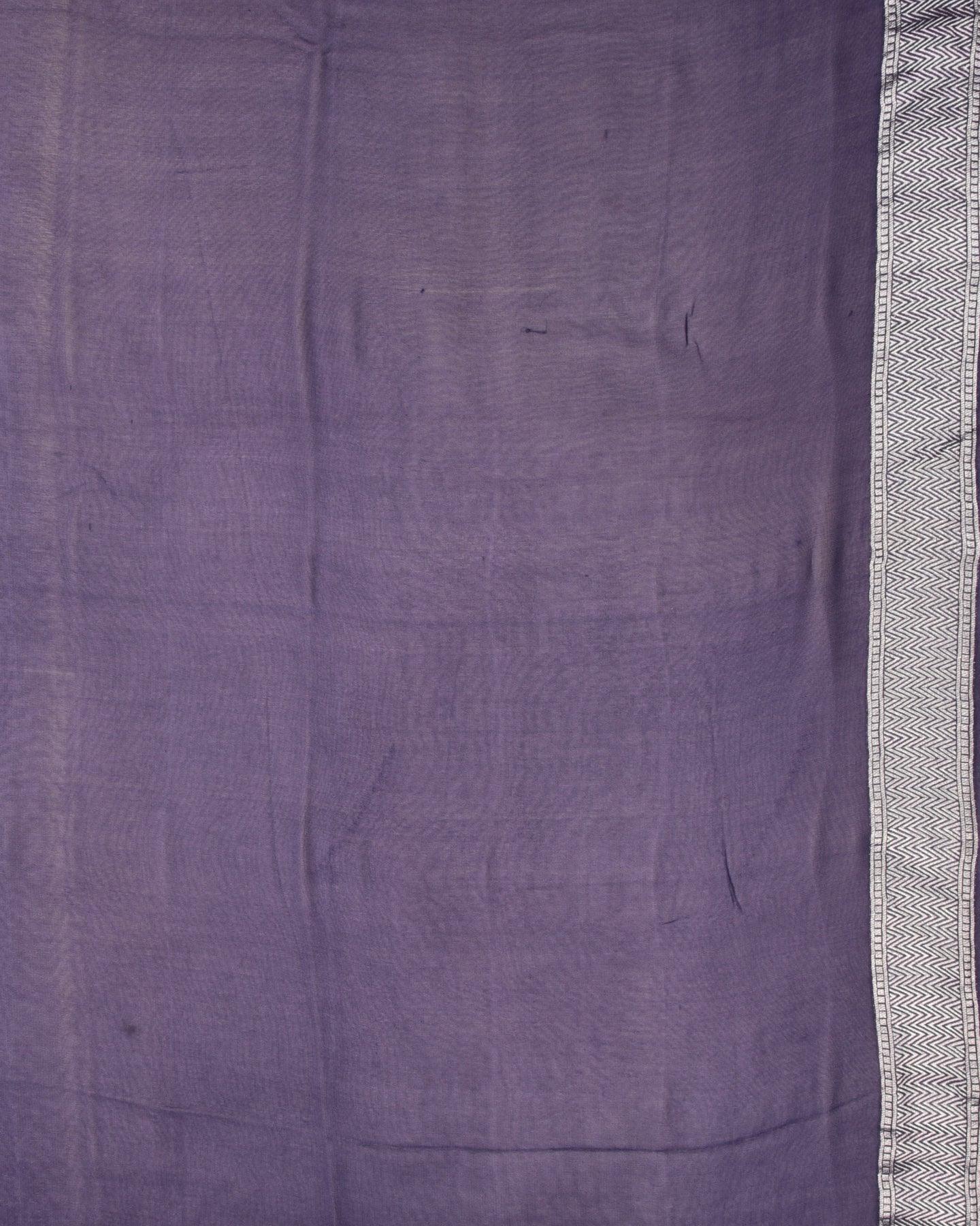 Ombré Bluish Gray Banarasi Silver Zari Buti Cutwork Brocade Handwoven Khaddi Georgette Saree - By HolyWeaves, Benares