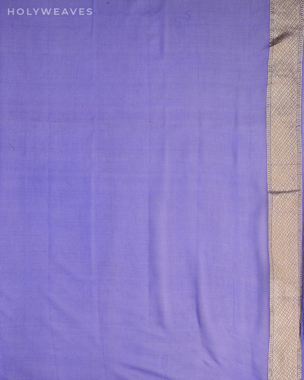 Ombré Wisteria Mauve Banarasi Sona Rupa Triangles Cutwork Brocade Handwoven Khaddi Georgette Saree - By HolyWeaves, Benares