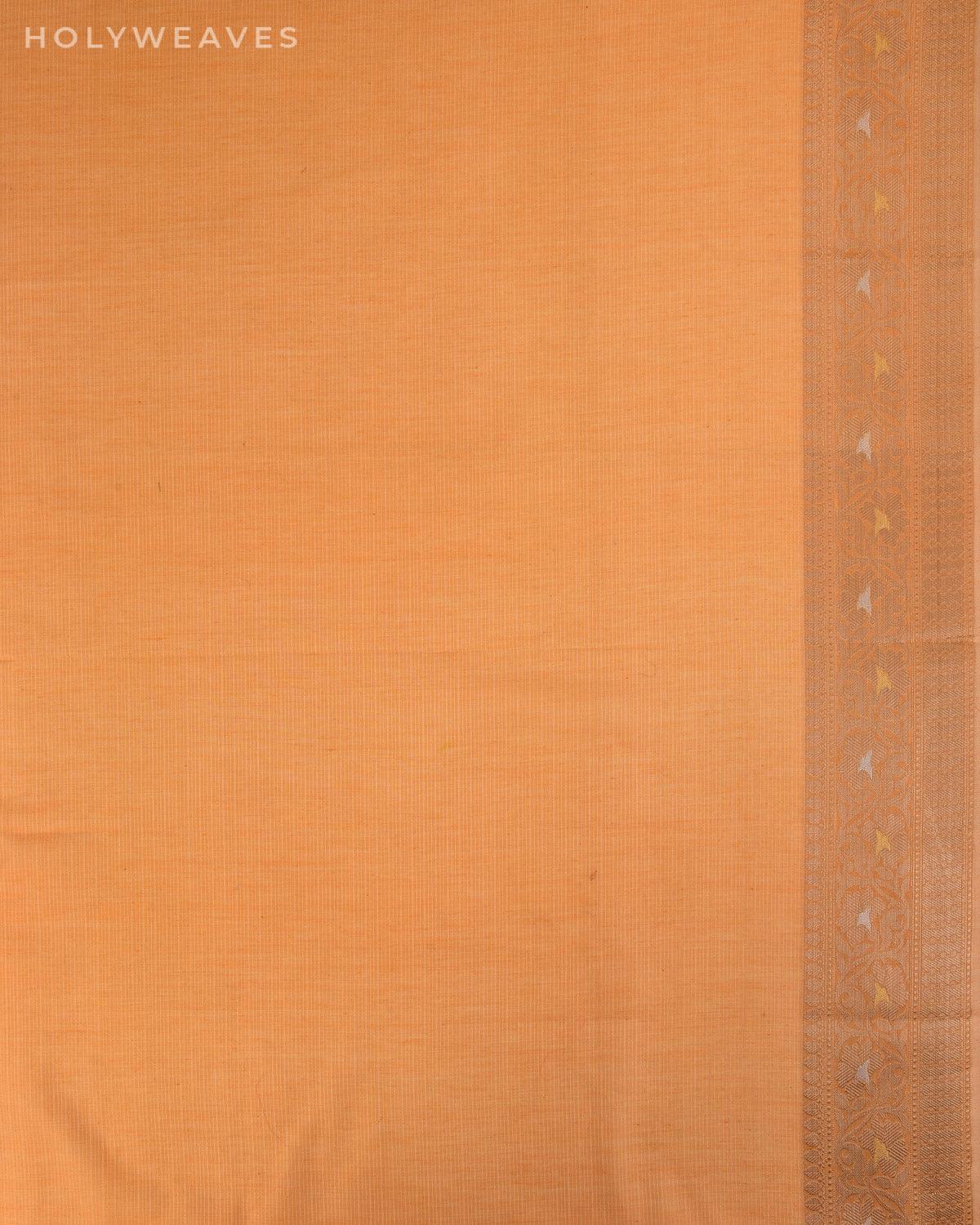 Orange Banarasi Alfi Buti Cutwork Brocade Woven Kota Cotton Saree - By HolyWeaves, Benares