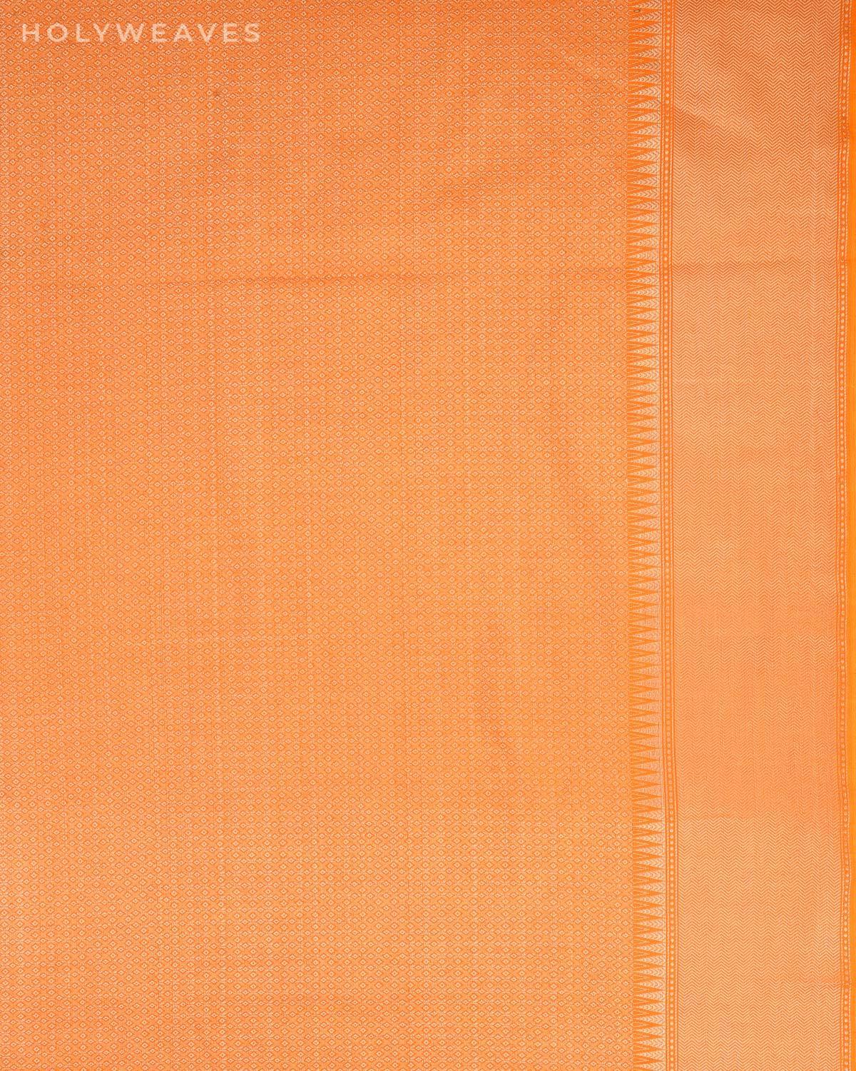 Orange Banarasi Badi-Chhoti Zari Buti Cutwork Brocade Woven Cotton Silk Saree - By HolyWeaves, Benares
