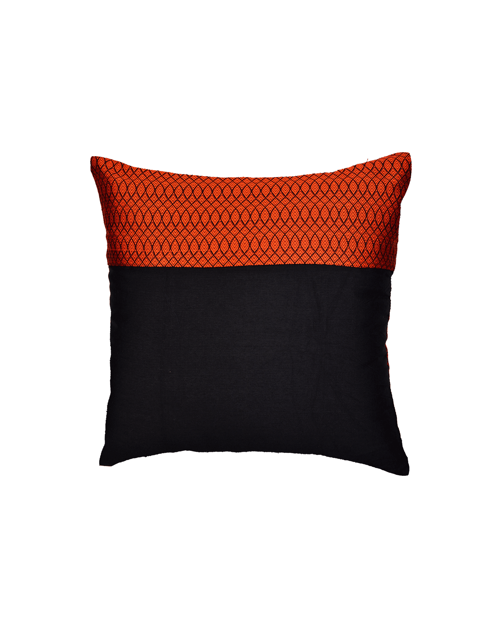 Orange Geometric Illusion Poly Silk Cushion Cover 16" - By HolyWeaves, Benares
