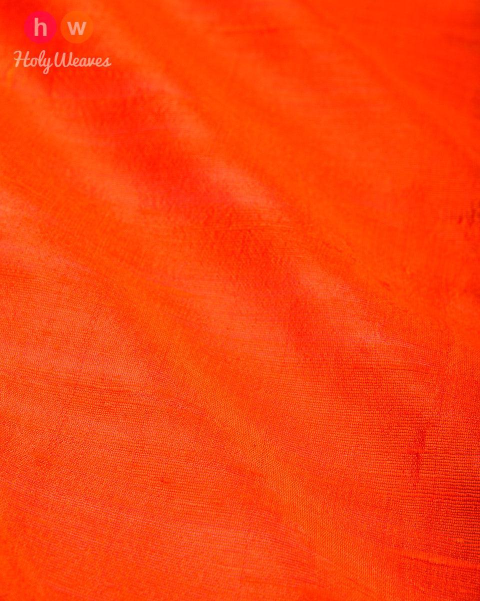 Orange Handwoven Plain Raw Silk Fabric - By HolyWeaves, Benares