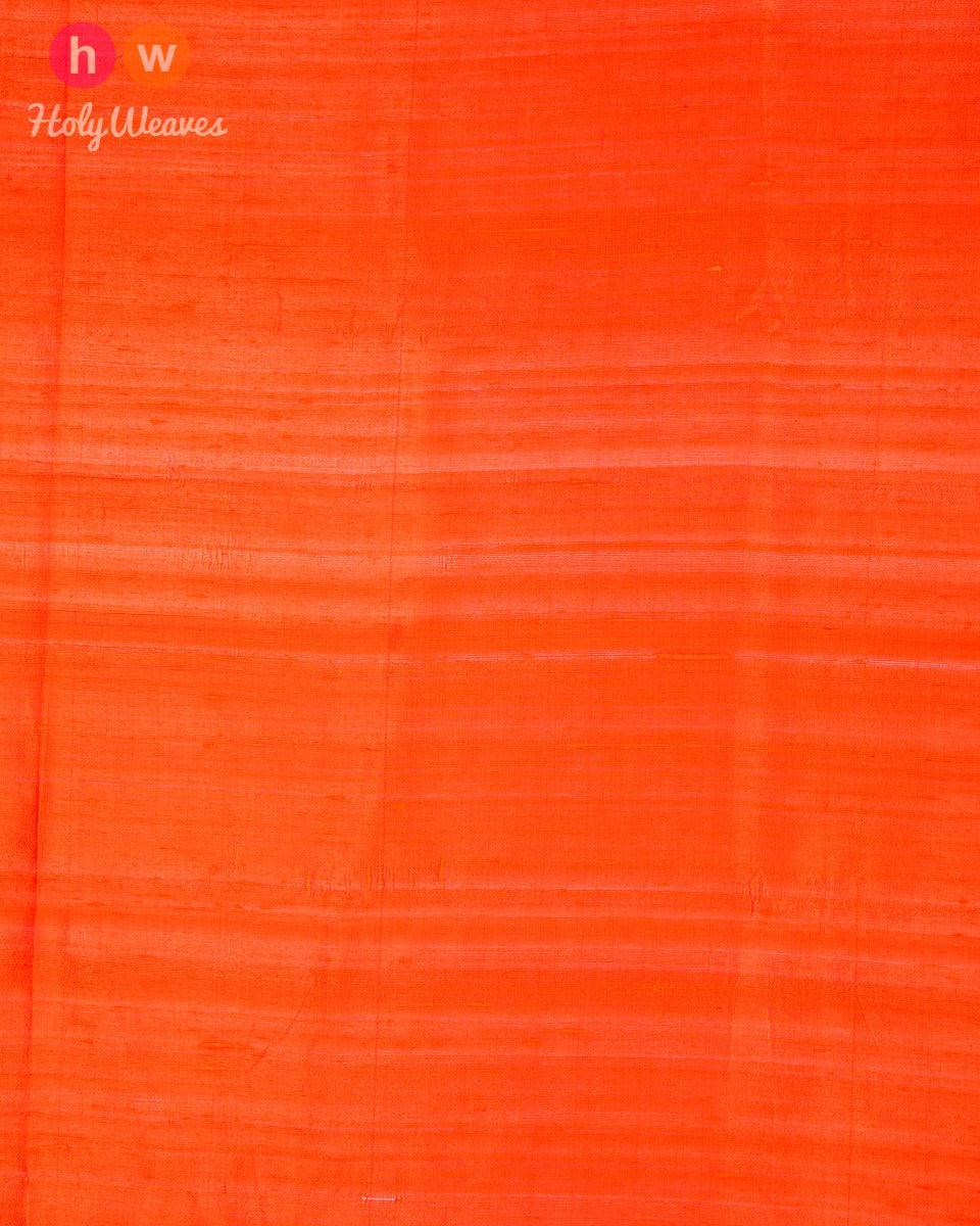 Orange Handwoven Plain Raw Silk Fabric - By HolyWeaves, Benares