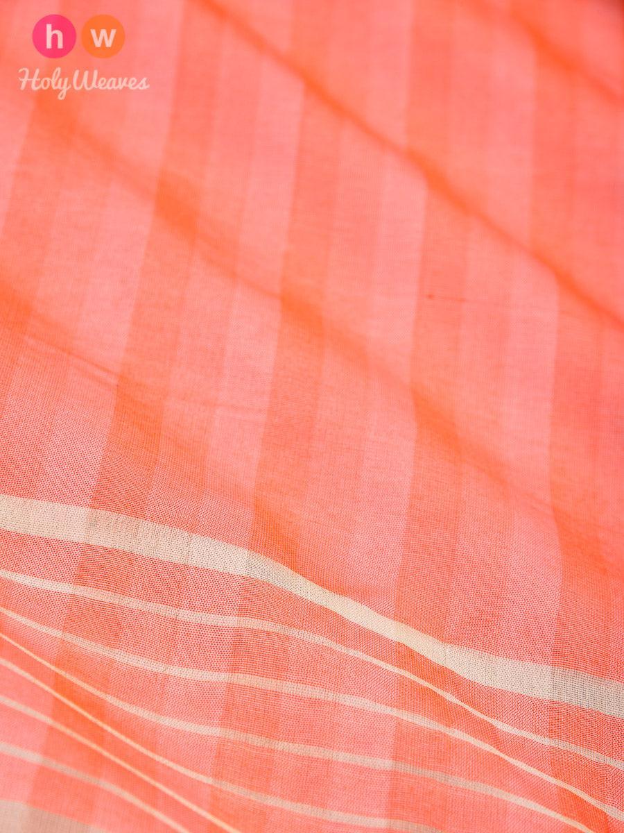 Orange Shadow Stripes Woven Poly Cotton Silk Dupatta - By HolyWeaves, Benares