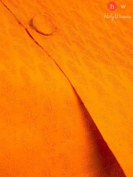 Orange Silk Tanchoi Modi Jacket - By HolyWeaves, Benares