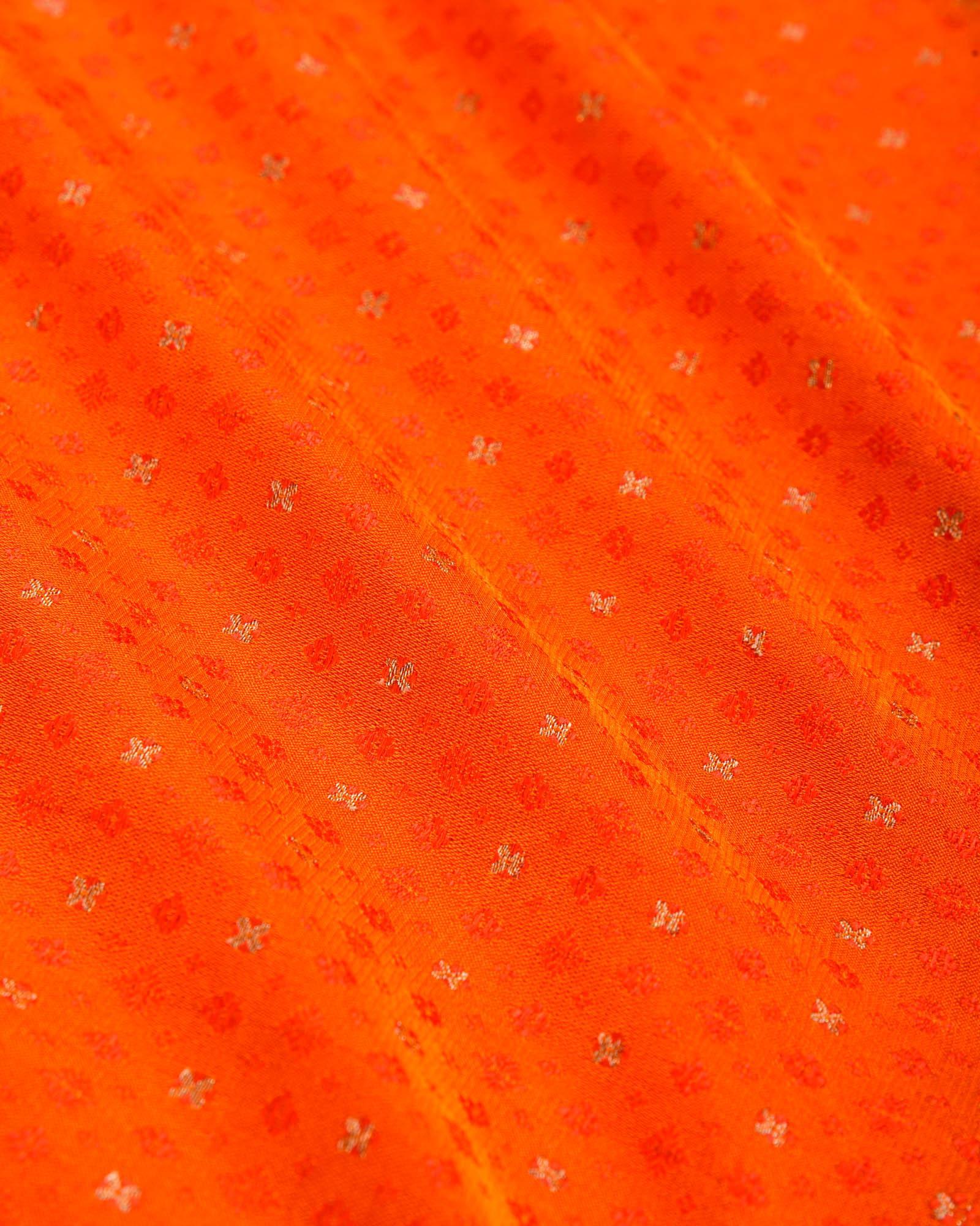 Orange Tanchoi Brocade Handwoven Pure Silk Pocket Square For Men - By HolyWeaves, Benares