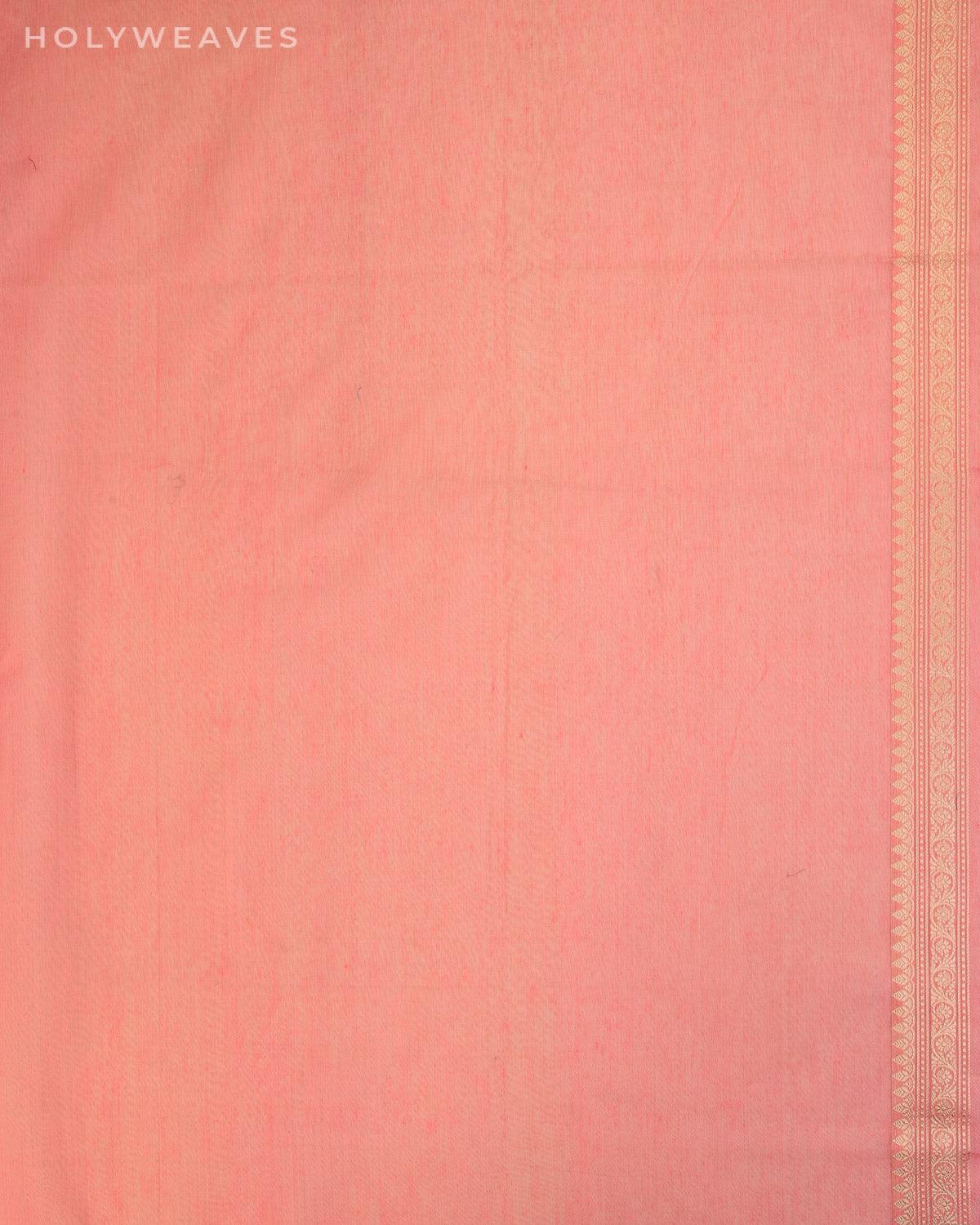 Peach Banarasi Gold & Silver Buti Kadhuan Brocade Handwoven Cotton Silk Saree - By HolyWeaves, Benares
