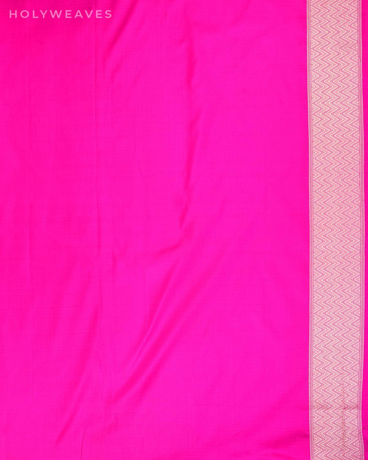 Peach Banarasi Gulab Jaal Brocade Handwoven Katan Silk Saree with Contrast Pink Blouse - By HolyWeaves, Benares