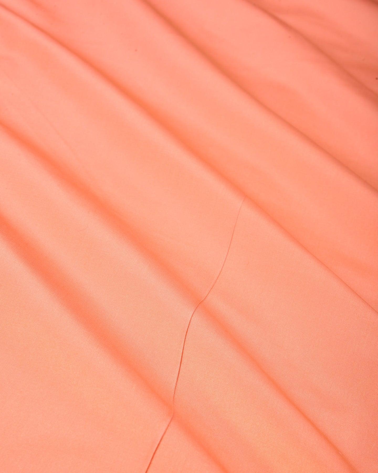 Peach Banarasi Plain Woven Satin Viscose Silk Fabric - By HolyWeaves, Benares