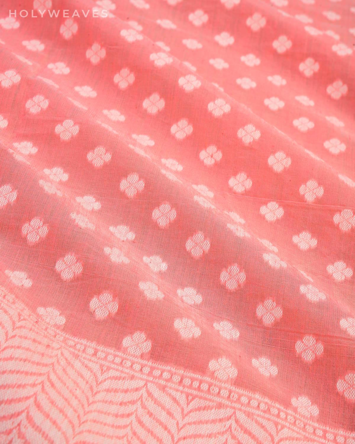 Peach Banarasi Resham Buti Cutwork Brocade Woven Cotton Silk Saree - By HolyWeaves, Benares
