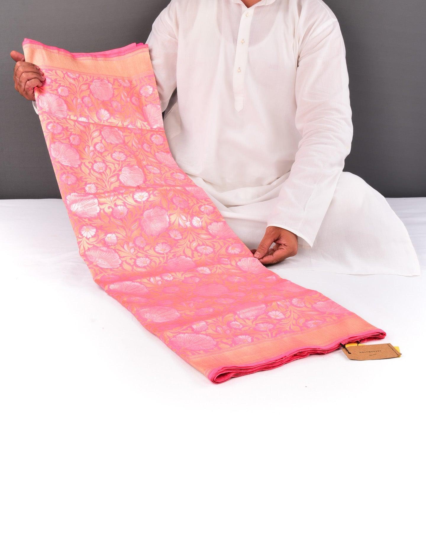 Peach Banarasi Sona Rupa Jaal Cutwork Brocade Handwoven Katan Silk Saree - By HolyWeaves, Benares