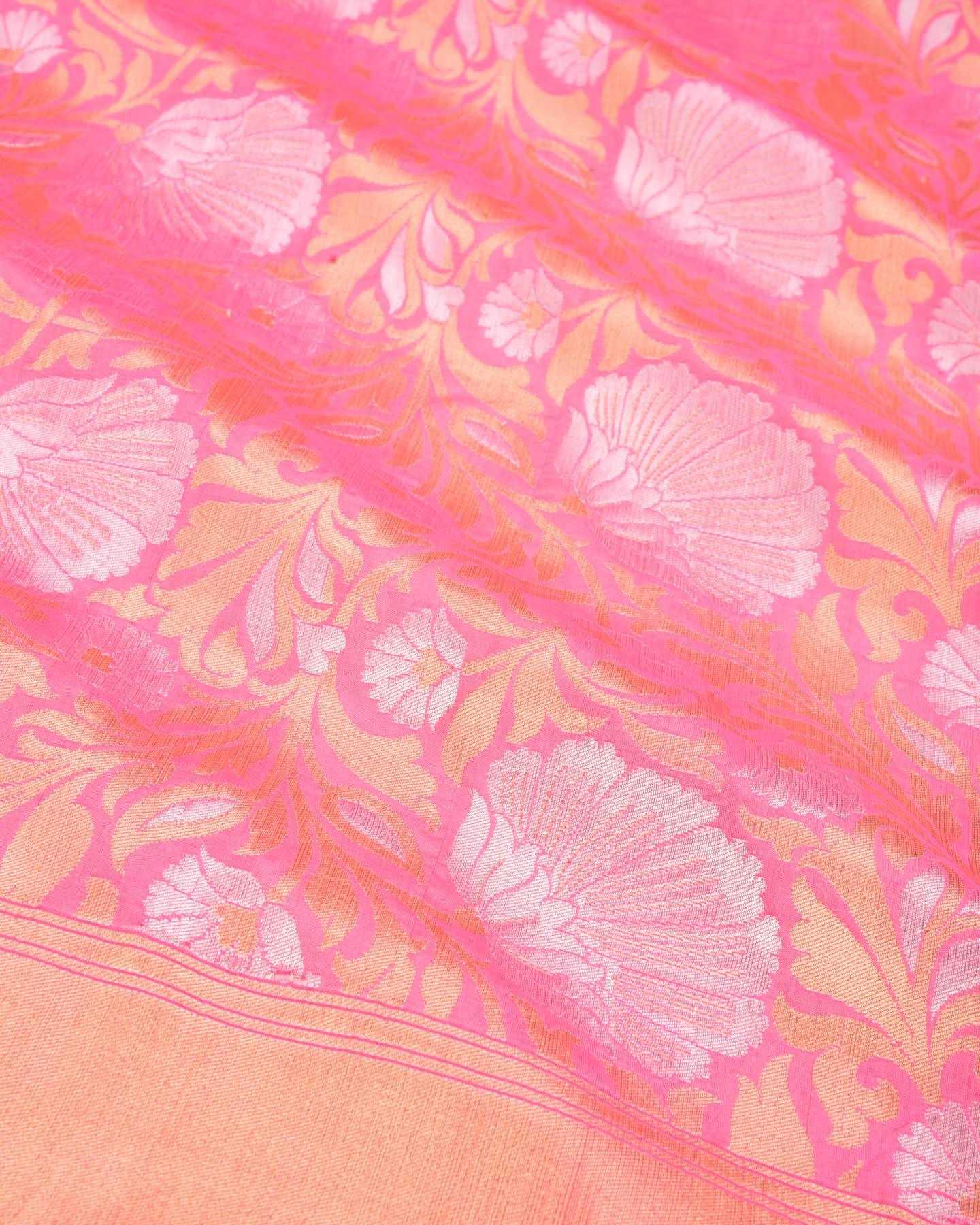 Peach Banarasi Sona Rupa Jaal Cutwork Brocade Handwoven Katan Silk Saree - By HolyWeaves, Benares