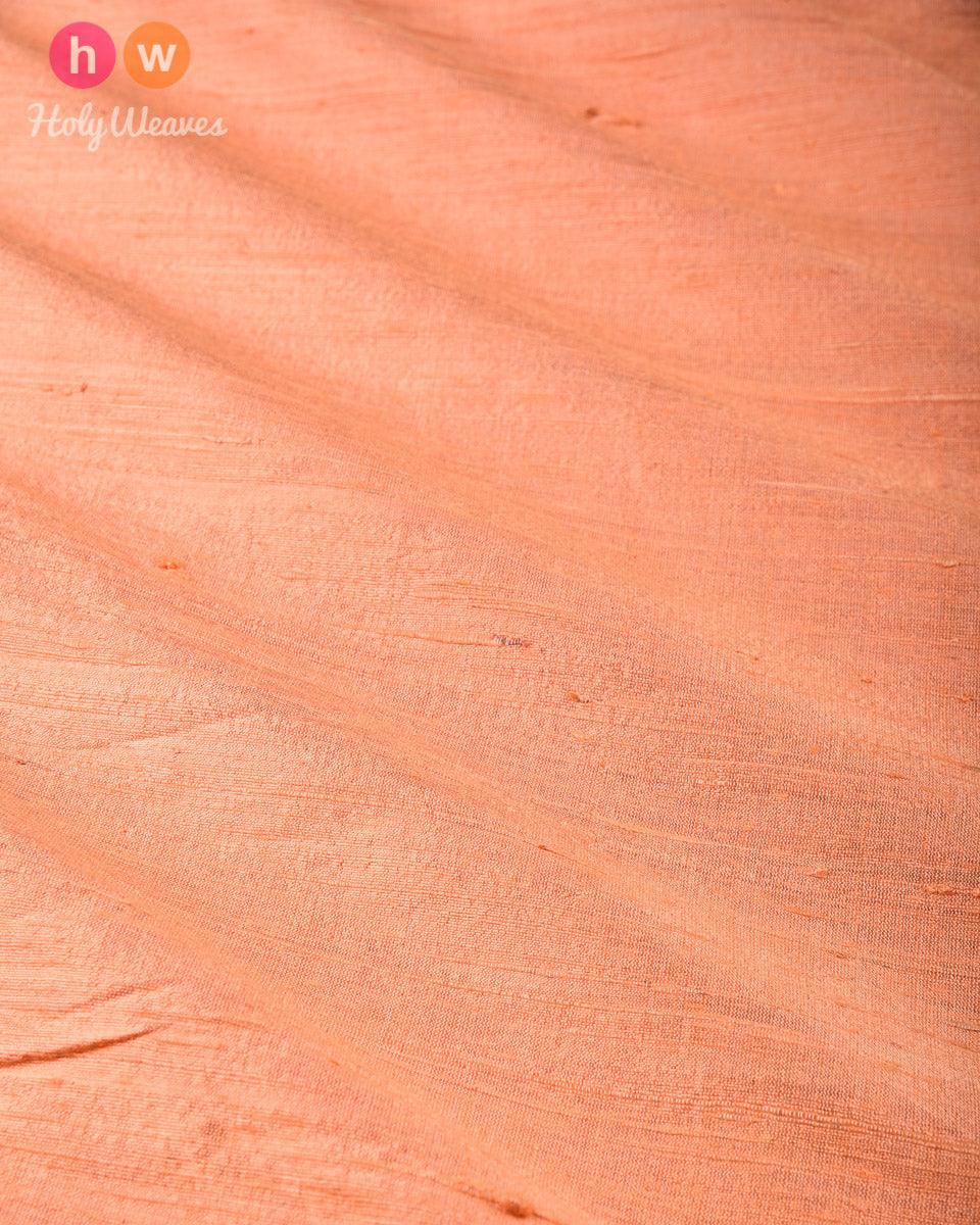 Peach Textured Handwoven Raw Silk Fabric - By HolyWeaves, Benares