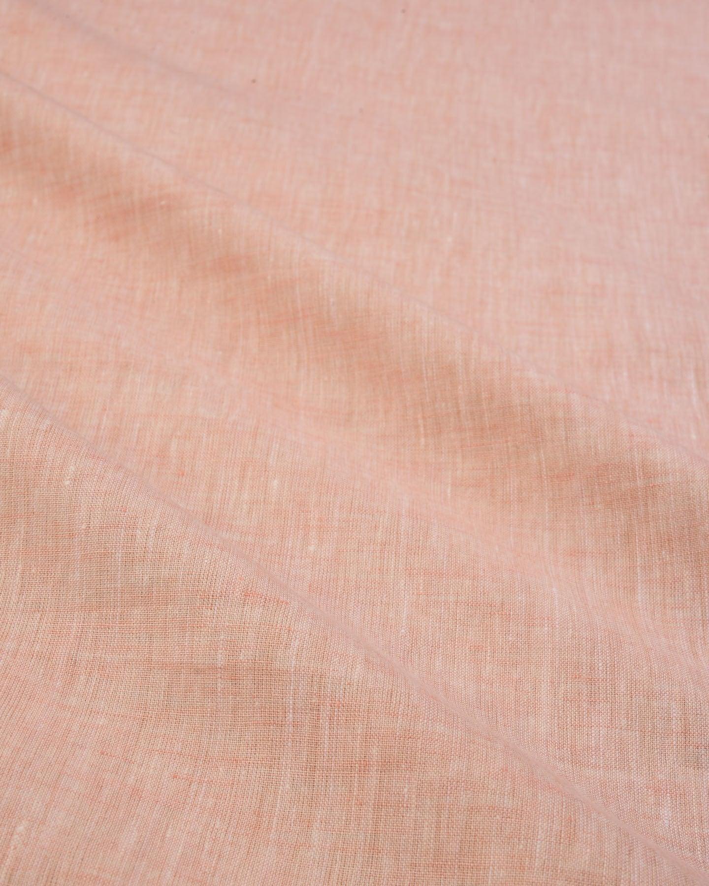 Peach Textured Plain Woven Cotton Linen Fabric - By HolyWeaves, Benares