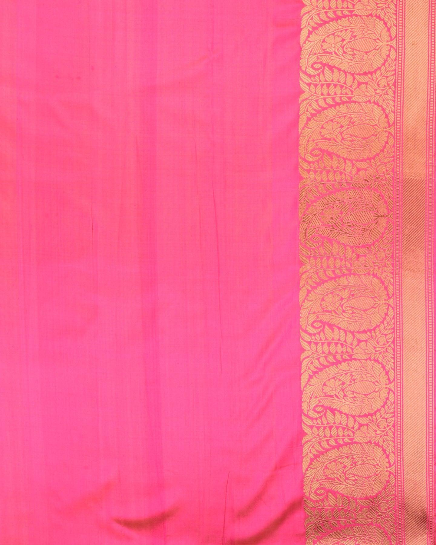 Pink Alfi Sona Rupa Buta Kadhuan Brocade Handwoven Katan Silk Saree - By HolyWeaves, Benares