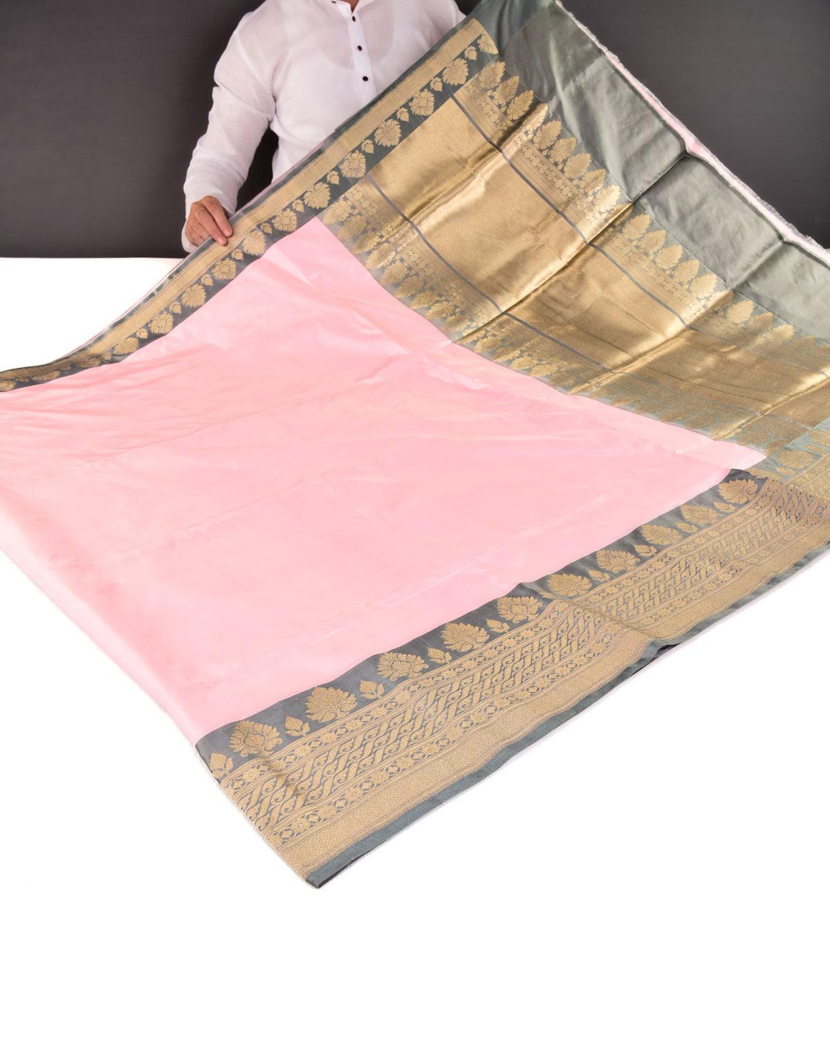 Pink Banarasi Brocade Handwoven Katan Silk Saree - By HolyWeaves, Benares