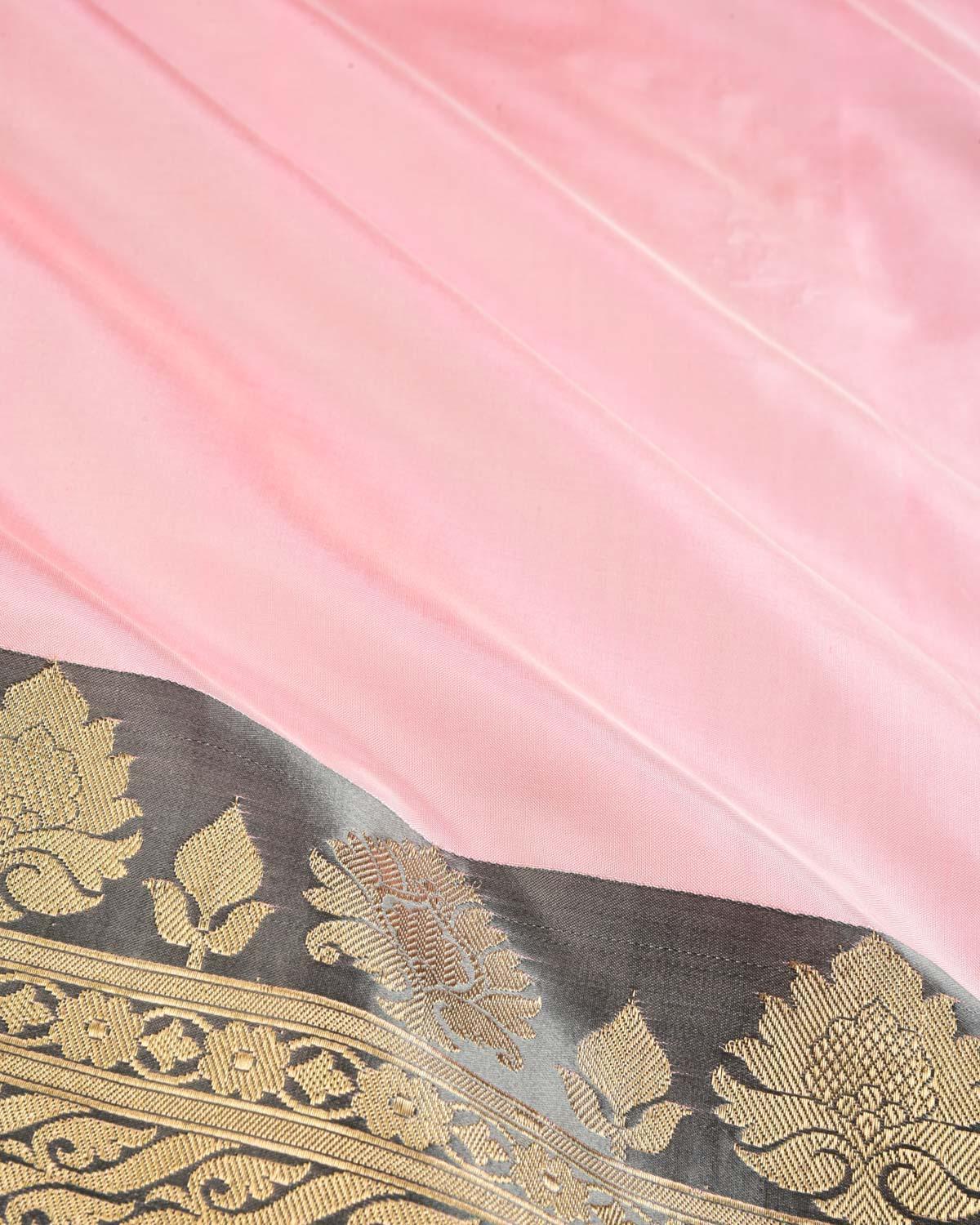 Pink Banarasi Brocade Handwoven Katan Silk Saree - By HolyWeaves, Benares