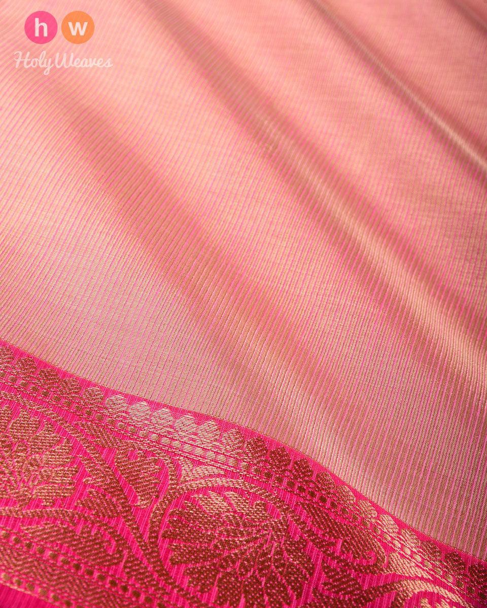 Pink Banarasi Brocade Woven Cotton Tissue Saree - By HolyWeaves, Benares