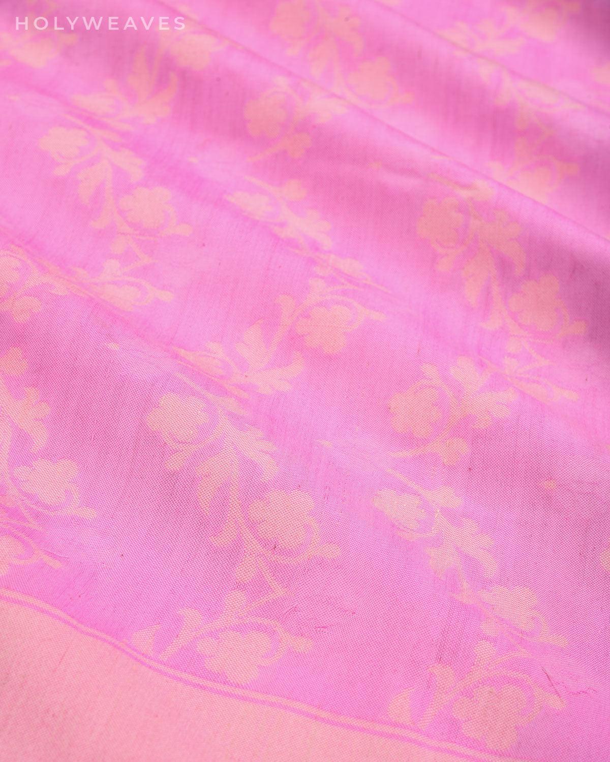 Pink Banarasi Resham Leheriya Cutwork Brocade Handwoven Cotton Silk Saree - By HolyWeaves, Benares