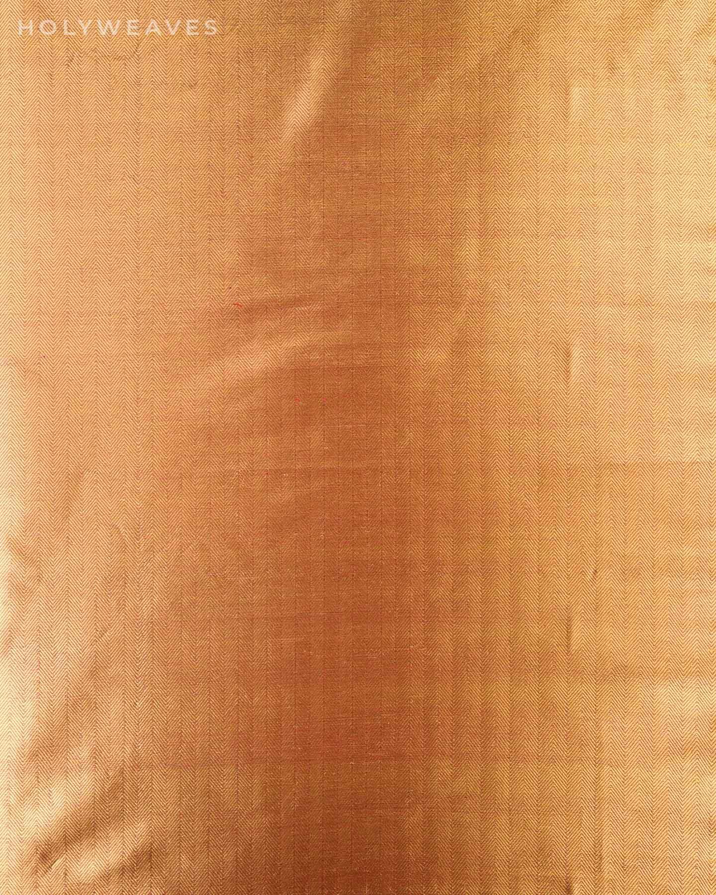 Pink Gold Banarasi Chevron Brocade Handwoven Satin Viscose Silk Fabric - By HolyWeaves, Benares
