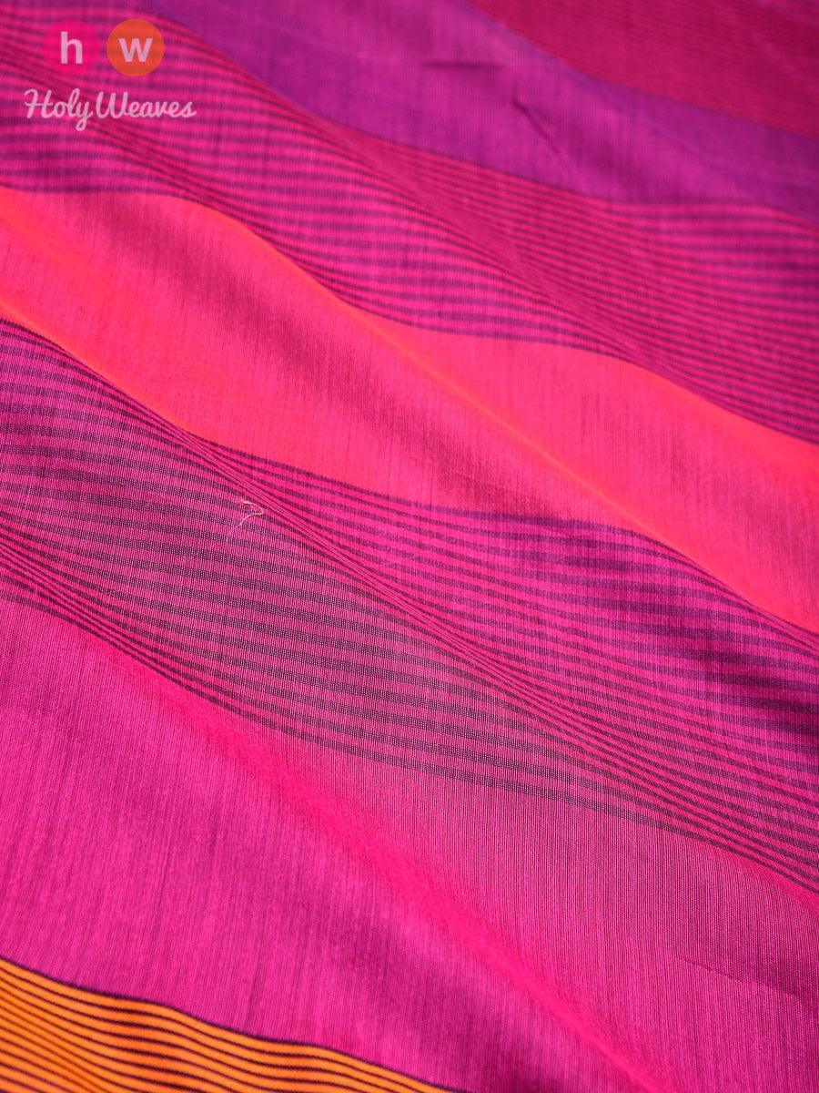 Pink Stripes Woven Cotton Silk Dupatta - By HolyWeaves, Benares