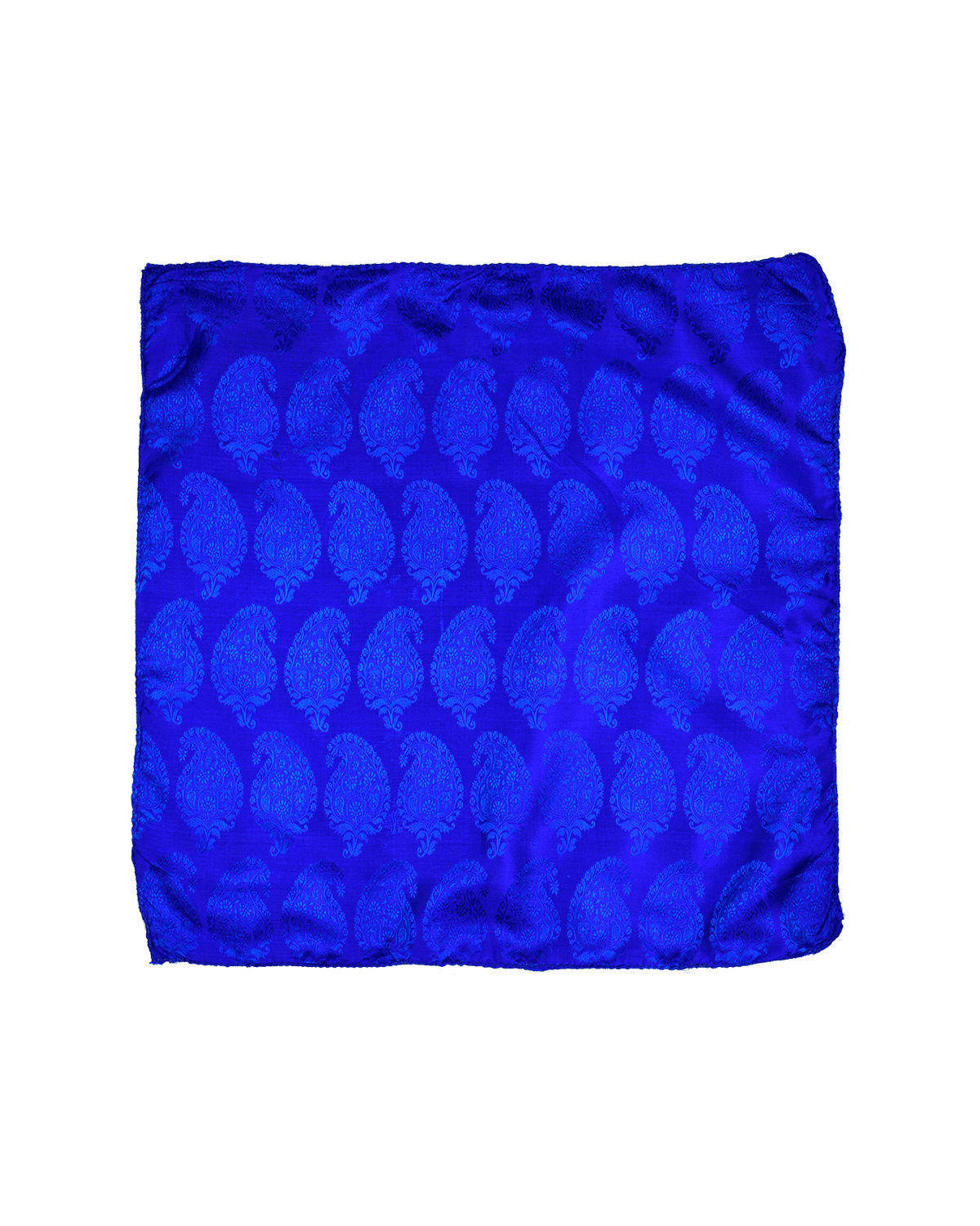 Prussian Blue Tanchoi Handwoven Pure Silk Pocket Square For Men - By HolyWeaves, Benares