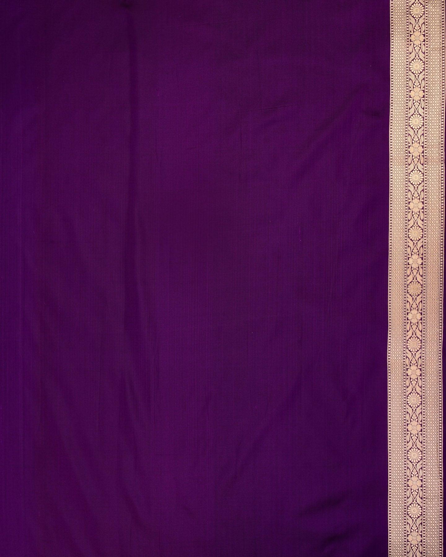 Purple Banarasi Alfi Sona Rupa Buta Cutwork Brocade Handwoven Katan Silk Saree - By HolyWeaves, Benares