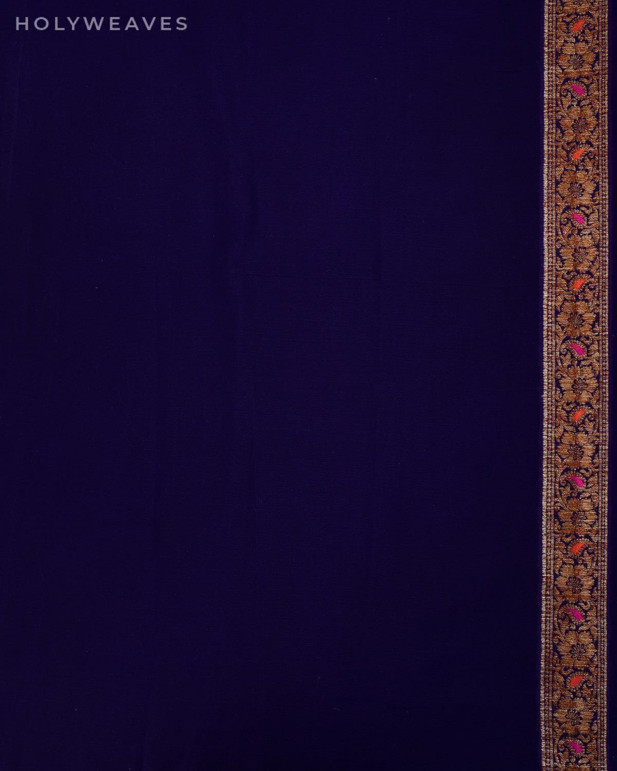 Purple Banarasi Antique Zari Meenedar Cutwork Brocade Woven Khaddi Georgette Saree - By HolyWeaves, Benares