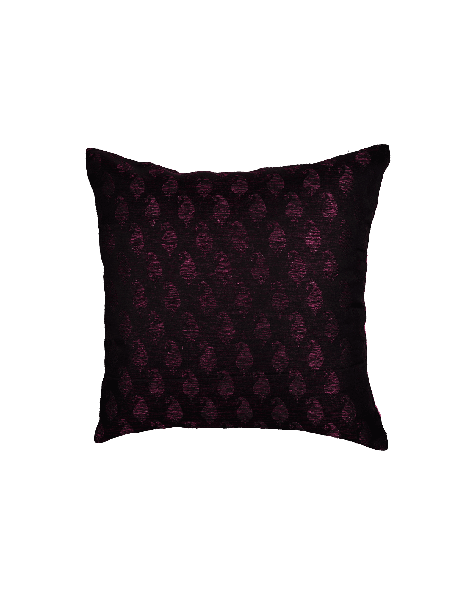 Purple Banarasi Brocade Poly Silk Cushion Cover 16" - By HolyWeaves, Benares