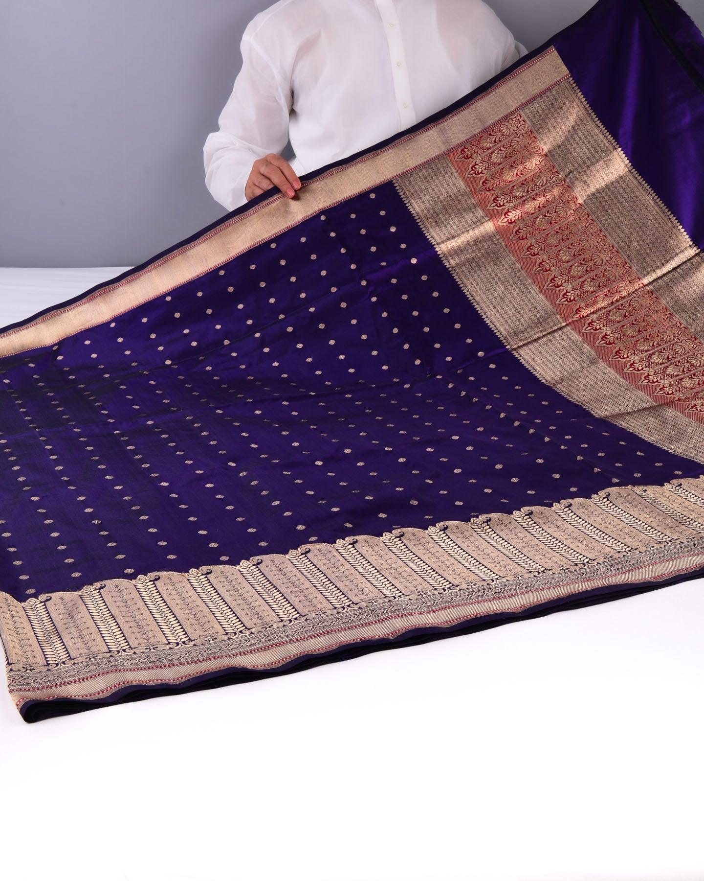 Purple Banarasi Cutwork Brocade Handwoven Katan Silk Saree - By HolyWeaves, Benares