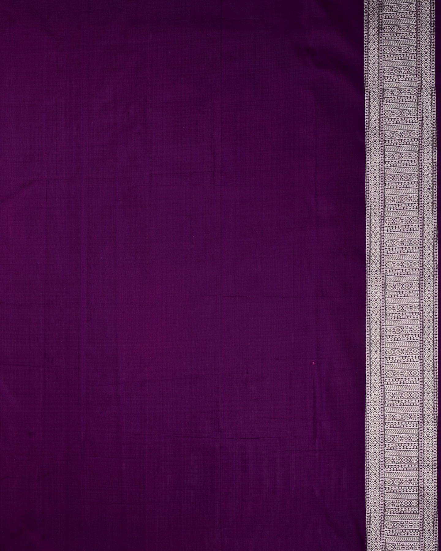 Purple Banarasi Floral Jaal Rupa Zari Brocade Handwoven Katan Silk Saree - By HolyWeaves, Benares