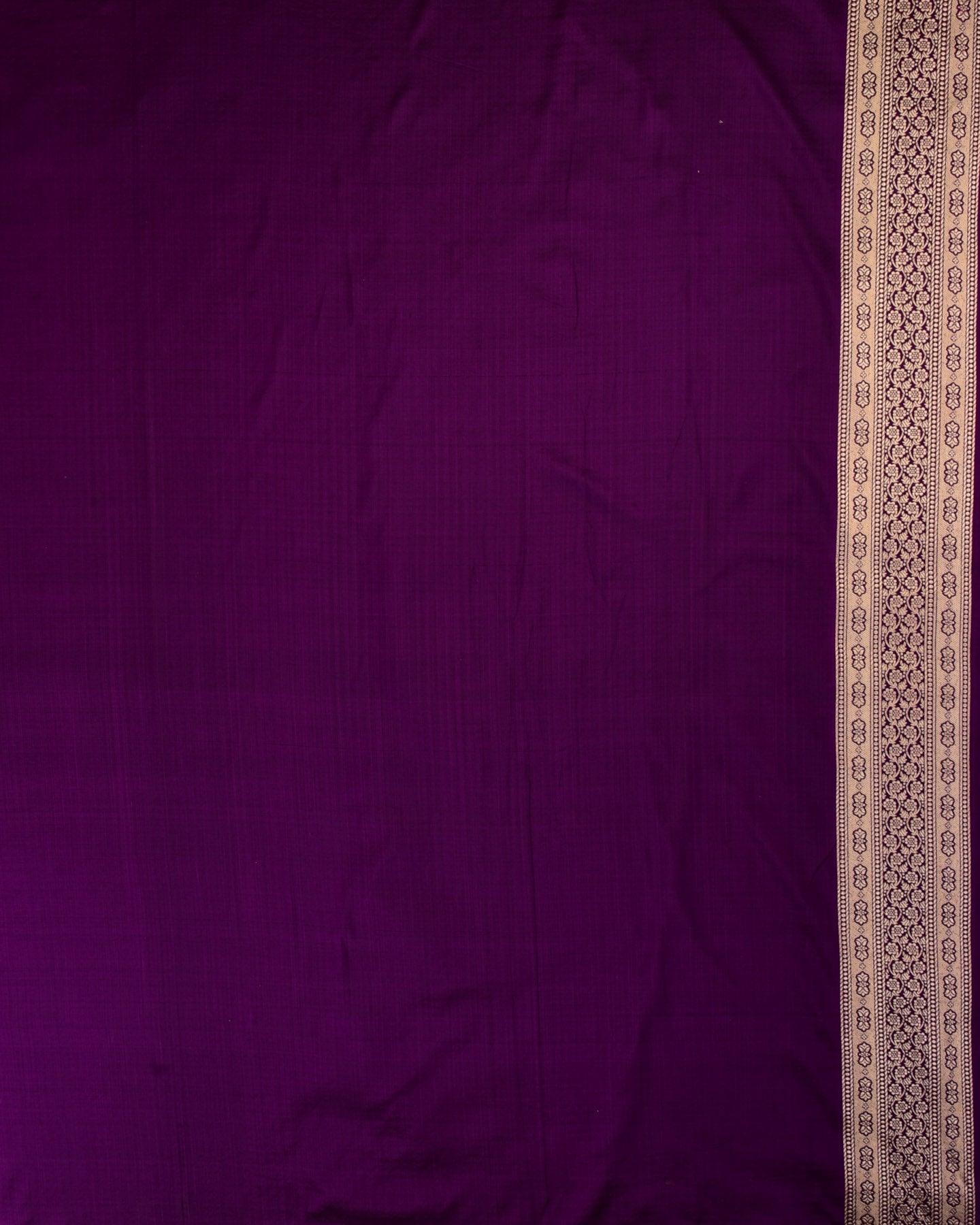Purple Banarasi Gold Zari Jaal Cutwork Brocade Handwoven Katan Silk Saree - By HolyWeaves, Benares