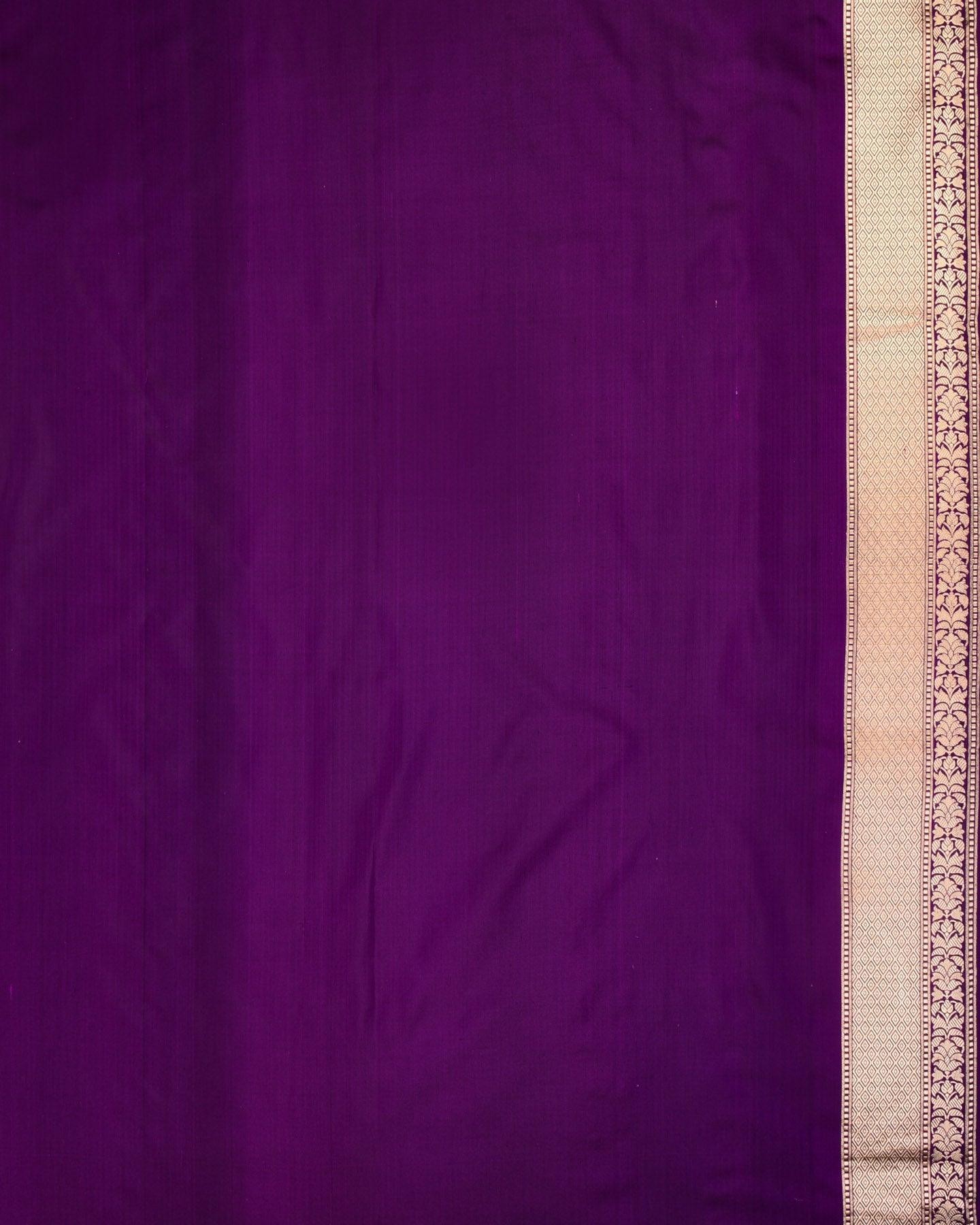 Purple Banarasi Jaal Cutwork Brocade Handwoven Katan Silk Saree - By HolyWeaves, Benares