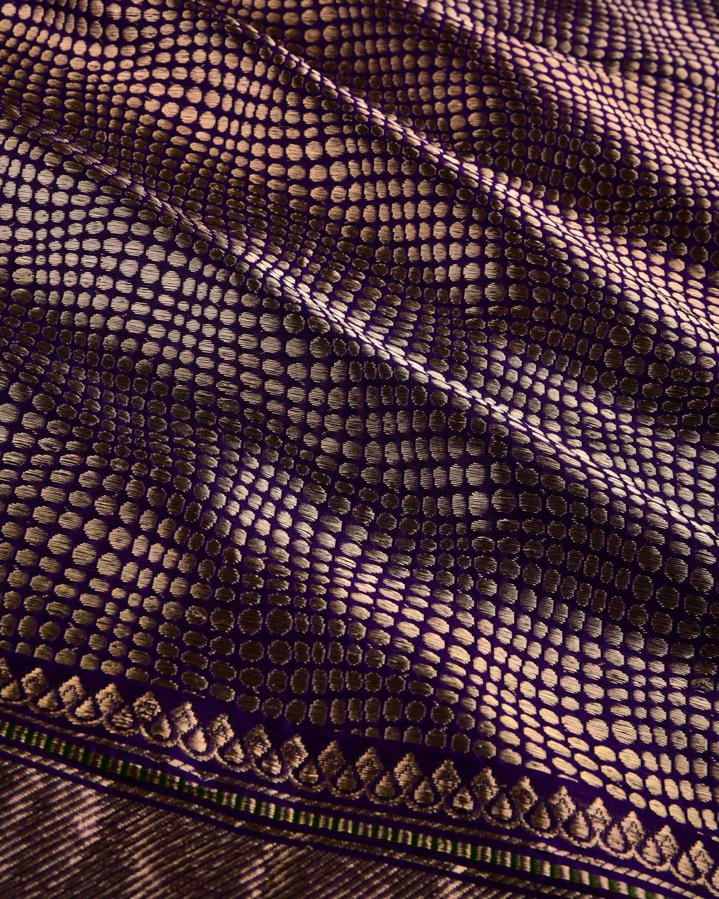 Purple Banarasi Python Stripes Brocade Handwoven Katan Silk Dupatta - By HolyWeaves, Benares