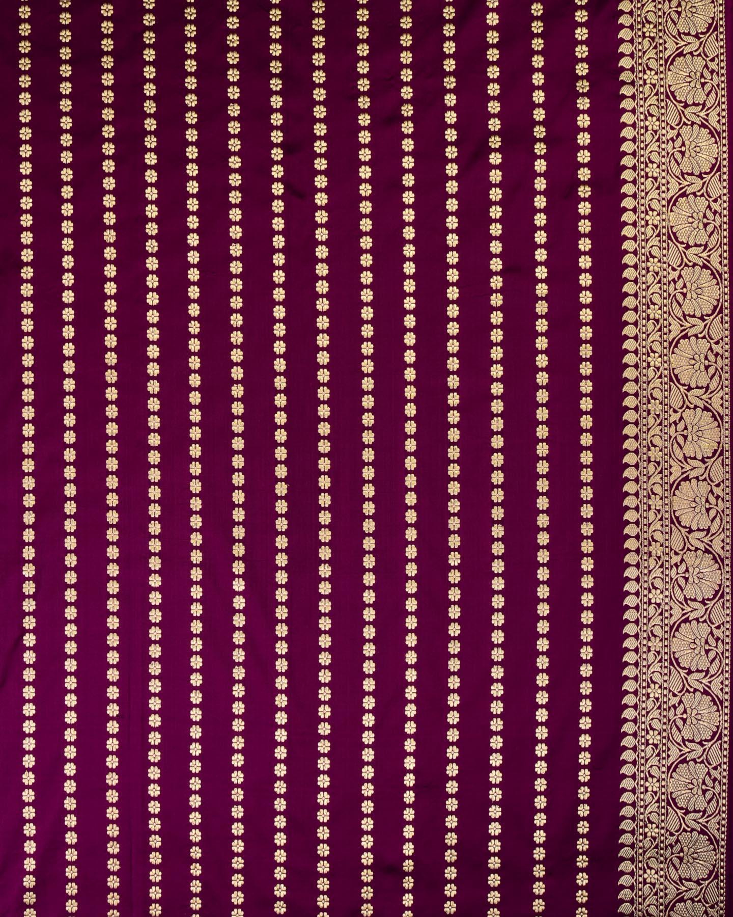 Purple Banarasi Sona-Rupa Zari and Resham Jaal Kadhuan Brocade Handwoven Katan Silk Saree - By HolyWeaves, Benares